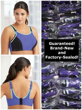 Glamorise SPORT Bra 32F Underwire (4 Support Levels) High-Impact ~Wicks! Purple